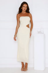 Perfect Vacay Strapless Mesh Maxi Dress Yellow