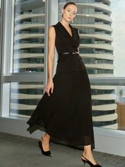 Chiffon Pleated Midi Skirt