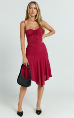 Clare Top - Gathered Front Bow Strappy Crop Top in Cherry Red