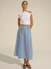 Striped Metal Decor Maxi Skirt