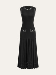 Pearl Trimmed Knit Midi Dress