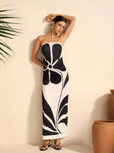 Semi-Sheer Strapless Floral Dress