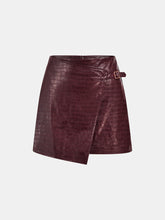 Crocodile Embossed PU Leather Mini Skirt