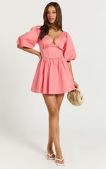 Amalie The Label - Ray Long Sleeve Corset Panel Mini Dress in Berry