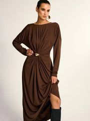 Metal Detail Draped Maxi Dress