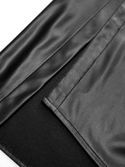 Asymmetric Ruched Faux Leather Midi Skirt