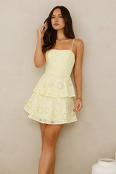 Morningside Embroidered Mini Dress Yellow