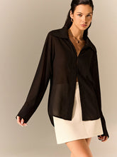 Semi-Sheer Chiffon Long-Sleeve Shirt