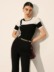 Color Block Ribbed Knit Top