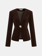 Metal Button Velvet Blazer