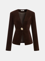 Metal Button Velvet Blazer