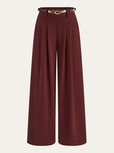 Belted Pleated Wide-Leg Pants