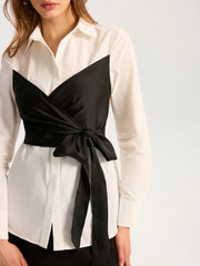 2 in 1 Cotton-Blend Shirt with Belt