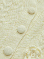 3D Floral Collared Cable Knit Top