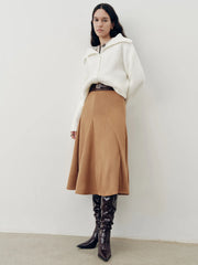 Suede Effect A-Line Maxi Skirt