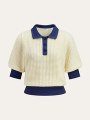 Crochet-Knit Polo Top