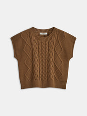 Cable Knit Sleeveless Sweater Vest