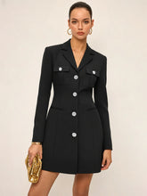 Buttoned Collared Tailored Blazer Dress