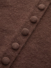 Crew Neck Button-Front Knit Cardigan