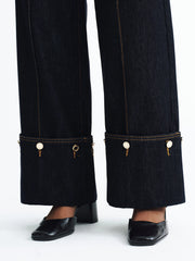 Mid-Waist Denim Cuffed Jeans
