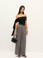 Asymmetrical Off-Shoulder Top With Side Tie