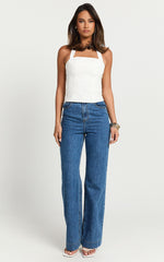 Mercy Top- Linen Square Neck Halter Top in White