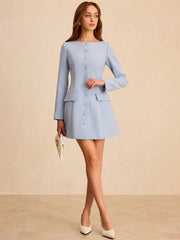Long Sleeve Fitted A-Line Dress