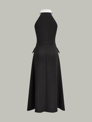 Cut-Out Contrast Collared Maxi Dress