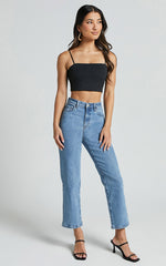 Modern Gal Top - Jersey Cami Crop Top in Black