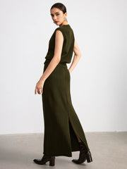 Wool Blend Knit Vest and Maxi Skirt Set