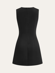 Detachable Cape Metal Floral Detail Dress Set