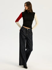 High Neck Color Block Sweater