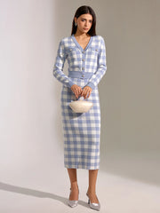 Vintage Plaid Wool Blend Cardigan