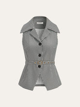 Houndstooth Belted Collar Vest