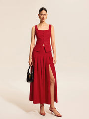 Cotton & Linen Square Neck Vest Top