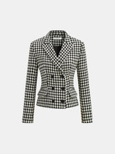 Houndstooth Tweed Double-Breasted Blazer