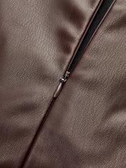 Faux Leather Waist Ruched Dress