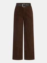 Mid-Waist Corduroy Belted Pants