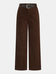 Mid-Waist Corduroy Belted Pants