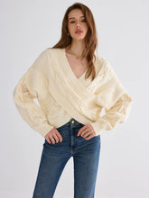 Cable Knit Cross-From V-Neck Sweater