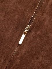 Suede Effect Back Zip Ruched Short-Sleeve Top