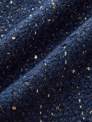 Sequin Tweed Mini Skirt with Decor Pocket