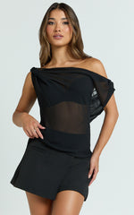 Milla Top - Georgette Asymmetric Draped Top in Black