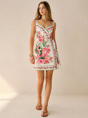 Floral Print Wrap Mini Dress