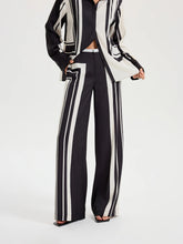 Contrast Striped Mid-Waist Wide-Leg Pants