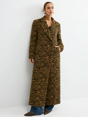 Tiger Print Oversized Tweed Long Coat