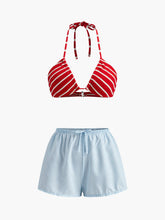 Striped Bikini With Matching Shorts