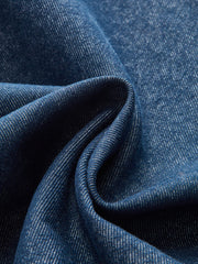 Metal Button Suede Collar Denim Jacket