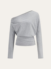 One-Shoulder Draped Ruched Sweatshirt