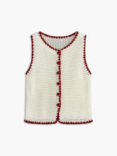 Button-Up Contrast Crochet Vest